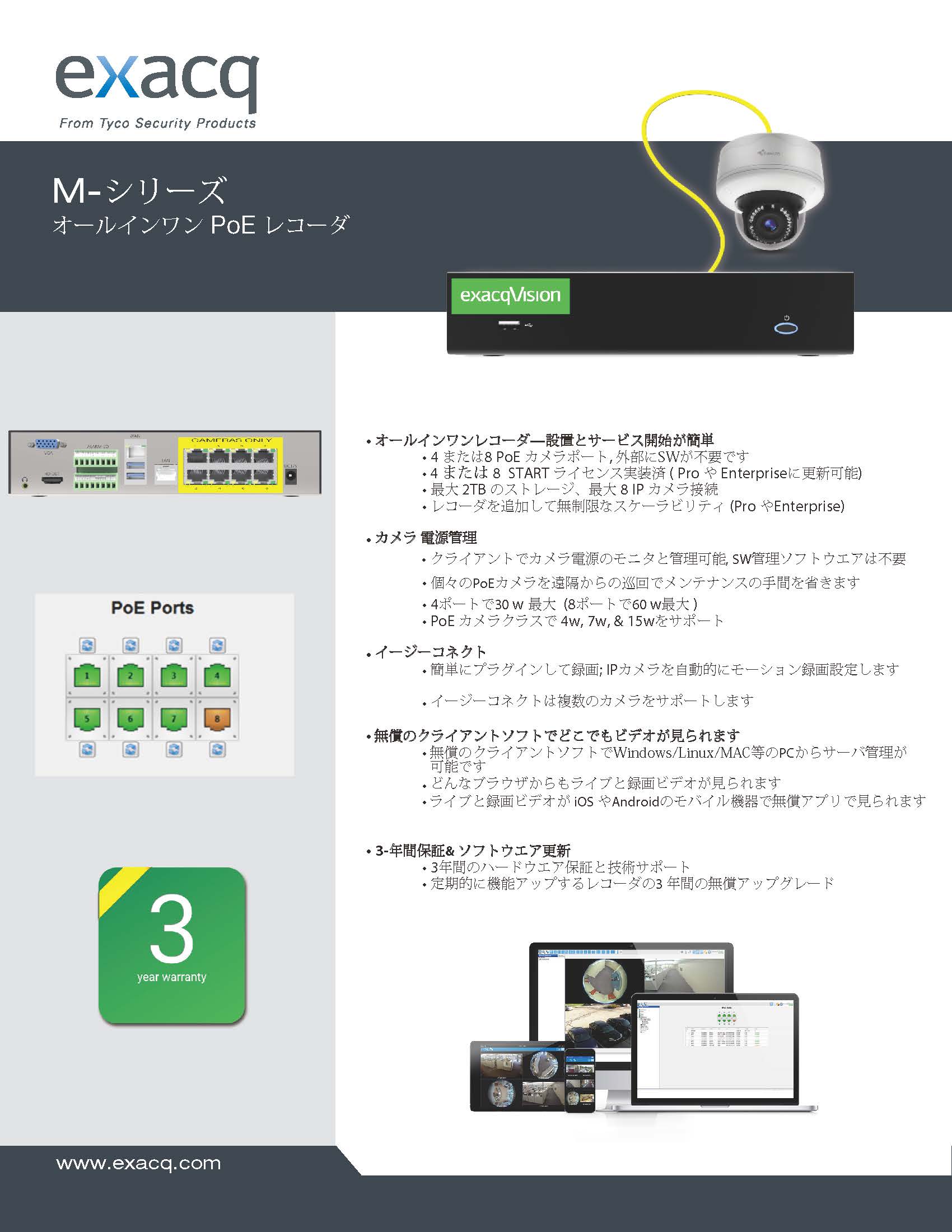 exacqVision Mシリーズ NVR